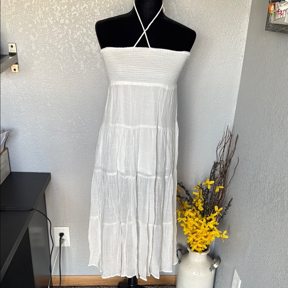 FAVLUX White Halter Tiered Sundress